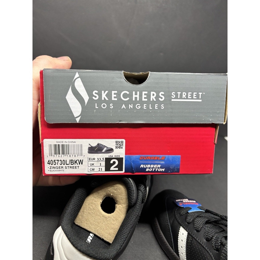 Skechers Los Angeles Zinger Street Black & White Sneaker 405730L, Youth Kids 2 - Picture 6 of 6